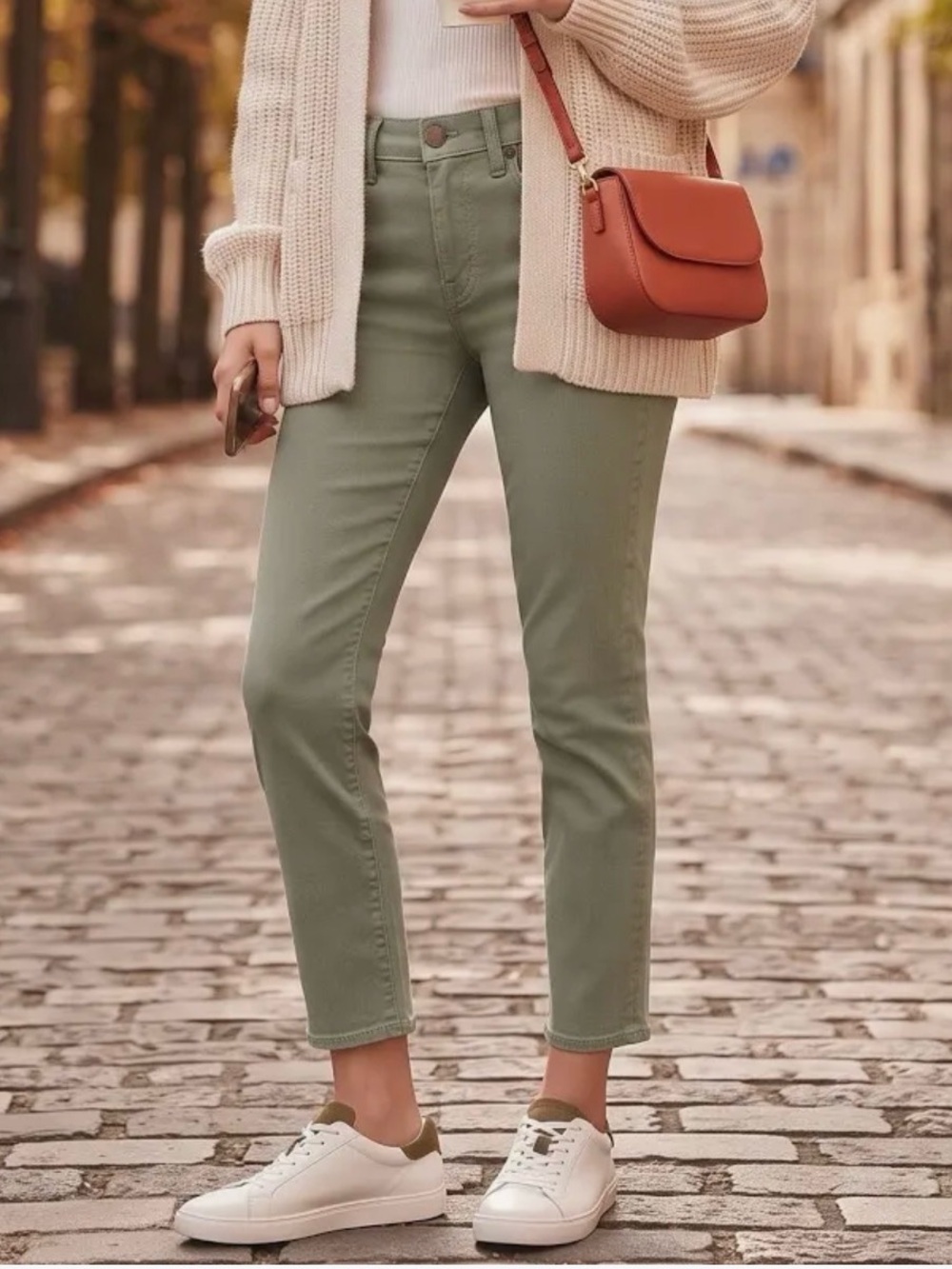 NWT! LOFT Modern Cuffed Crop Jeans in Sage Green, size 10